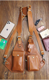 Genuine Crazy Horse Leather Chest Rig Harness Bag for Men — Handcrafted Dual Shoulder Holster Vest with Multi-Pocket | Retro Motorcycle & Daily Carry