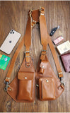 Genuine Crazy Horse Leather Chest Rig Harness Bag for Men — Handcrafted Dual Shoulder Holster Vest with Multi-Pocket | Retro Motorcycle & Daily Carry