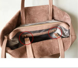 Large Soft Cowhide Leather Tote | Minimalist Oversized Shopper with Removable Inner Pouch