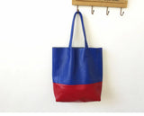 Custom Handcrafted Soft Grain Cowhide Leather Tote | Large Two-Tone Shoulder Bag for Laptop & Travel