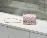 Classic Caviar/Lambskin Flap Bag with Chain Ball | Genuine Caviar Leather Crossbody Bag, Leather Shoulder Purse, Chain Strap Lock Bag, Christmas Gift