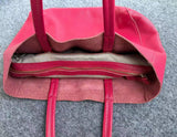 Large Soft Cowhide Leather Tote | Minimalist Oversized Shopper with Removable Inner Pouch