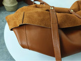 Large Soft Cowhide Leather Tote | Minimalist Oversized Shopper with Removable Inner Pouch