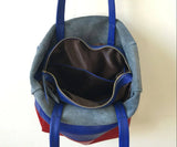 Custom Handcrafted Soft Grain Cowhide Leather Tote | Large Two-Tone Shoulder Bag for Laptop & Travel