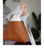 Custom Handcrafted Soft Grain Cowhide Leather Tote | Large Two-Tone Shoulder Bag for Laptop & Travel