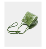 Women's Soft Luxurious Calfskin Leather Handwoven Bucket Shoulder Bag, Crossbody Bag