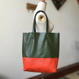 Custom Handcrafted Soft Grain Cowhide Leather Tote | Large Two-Tone Shoulder Bag for Laptop & Travel