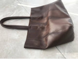 Large Soft Cowhide Leather Tote | Minimalist Oversized Shopper with Removable Inner Pouch