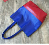 Custom Handcrafted Soft Grain Cowhide Leather Tote | Large Two-Tone Shoulder Bag for Laptop & Travel