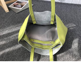Large Soft Cowhide Leather Tote | Minimalist Oversized Shopper with Removable Inner Pouch
