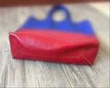 Custom Handcrafted Soft Grain Cowhide Leather Tote | Large Two-Tone Shoulder Bag for Laptop & Travel