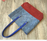 Custom Handcrafted Soft Grain Cowhide Leather Tote | Large Two-Tone Shoulder Bag for Laptop & Travel