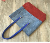 Custom Handcrafted Soft Grain Cowhide Leather Tote | Large Two-Tone Shoulder Bag for Laptop & Travel