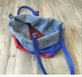 Custom Handcrafted Soft Grain Cowhide Leather Tote | Large Two-Tone Shoulder Bag for Laptop & Travel