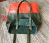 Custom Handcrafted Soft Grain Cowhide Leather Tote | Large Two-Tone Shoulder Bag for Laptop & Travel