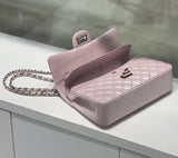 Classic Caviar/Lambskin Flap Bag with Chain Ball | Genuine Caviar Leather Crossbody Bag, Leather Shoulder Purse, Chain Strap Lock Bag, Christmas Gift