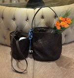 Handwoven Full Grain Leather Bucket Bag | Stylish Shoulder Bag for Women | Leather Beach Bag