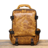 Genuine Full Grain Cowhide Leather Backpack for Men — Handmade Large Travel & Laptop Rucksack | 2 Sizes, 4 Colours | Tactical Buckle Design
