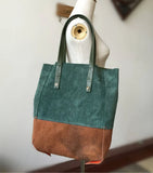 Custom Handcrafted Soft Grain Cowhide Leather Tote | Large Two-Tone Shoulder Bag for Laptop & Travel