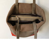 Custom Handcrafted Soft Grain Cowhide Leather Tote | Large Two-Tone Shoulder Bag for Laptop & Travel