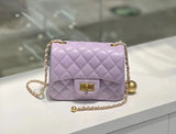 Classic Caviar/Lambskin Flap Bag with Chain Ball | Genuine Caviar Leather Crossbody Bag, Leather Shoulder Purse, Chain Strap Lock Bag, Christmas Gift