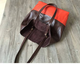 Custom Handcrafted Soft Grain Cowhide Leather Tote | Large Two-Tone Shoulder Bag for Laptop & Travel