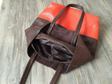 Custom Handcrafted Soft Grain Cowhide Leather Tote | Large Two-Tone Shoulder Bag for Laptop & Travel
