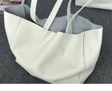 Large Soft Cowhide Leather Tote | Minimalist Oversized Shopper with Removable Inner Pouch
