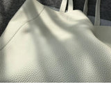 Large Soft Cowhide Leather Tote | Minimalist Oversized Shopper with Removable Inner Pouch