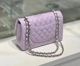 Classic Caviar/Lambskin Flap Bag with Chain Ball | Genuine Caviar Leather Crossbody Bag, Leather Shoulder Purse, Chain Strap Lock Bag, Christmas Gift