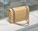 Classic Caviar/Lambskin Flap Bag with Chain Ball | Genuine Caviar Leather Crossbody Bag, Leather Shoulder Purse, Chain Strap Lock Bag, Christmas Gift