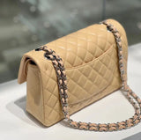 Classic Caviar/Lambskin Flap Bag with Chain Ball | Genuine Caviar Leather Crossbody Bag, Leather Shoulder Purse, Chain Strap Lock Bag, Christmas Gift