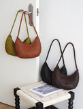 Artisanal Braided Leather Basket Bag, Handwoven Leather Hobo Bag, Full Grain Underarm Bag
