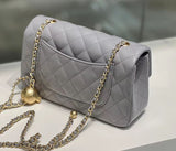Classic Caviar/Lambskin Flap Bag with Chain Ball | Genuine Caviar Leather Crossbody Bag, Leather Shoulder Purse, Chain Strap Lock Bag, Christmas Gift