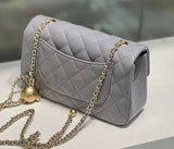 Classic Caviar/Lambskin Flap Bag with Chain Ball | Genuine Caviar Leather Crossbody Bag, Leather Shoulder Purse, Chain Strap Lock Bag, Christmas Gift