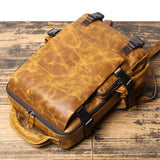 Genuine Full Grain Cowhide Leather Backpack for Men — Handmade Large Travel & Laptop Rucksack | 2 Sizes, 4 Colours | Tactical Buckle Design