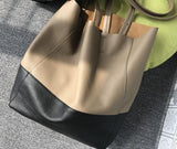 Custom Handcrafted Soft Grain Cowhide Leather Tote | Large Two-Tone Shoulder Bag for Laptop & Travel
