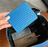 Luxury Genuine Cowhide Leather Makeup Case — Lizard Embossed Train Case with Organiser Lid & Matching Mirror | Travel Cosmetic Bag for Women