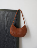 Artisanal Braided Leather Summer Crescent, Handwoven Leather Hobo Bag, Full Grain Underarm Bag