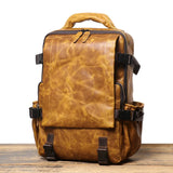 Genuine Full Grain Cowhide Leather Backpack for Men — Handmade Large Travel & Laptop Rucksack | 2 Sizes, 4 Colours | Tactical Buckle Design