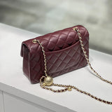 Classic Caviar/Lambskin Flap Bag with Chain Ball | Genuine Caviar Leather Crossbody Bag, Leather Shoulder Purse, Chain Strap Lock Bag, Christmas Gift