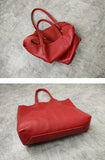 Large Soft Cowhide Leather Tote | Minimalist Oversized Shopper with Removable Inner Pouch