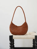 Artisanal Braided Leather Summer Crescent, Handwoven Leather Hobo Bag, Full Grain Underarm Bag