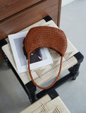 Artisanal Braided Leather Basket Bag, Handwoven Leather Hobo Bag, Full Grain Underarm Bag