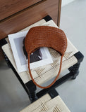 Artisanal Braided Leather Summer Crescent, Handwoven Leather Hobo Bag, Full Grain Underarm Bag