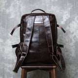 Genuine Full Grain Cowhide Leather Backpack for Men — Handmade Large Travel & Laptop Rucksack | 2 Sizes, 4 Colours | Tactical Buckle Design