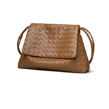 Luxury Handwoven Lambskin Crossbody Bag, Soft Leather Hobo Bag, Designer Craftsmanship Woven Flap Tote for Women