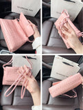 Luxury Handwoven Lambskin Crossbody Bag, Soft Leather Hobo Bag, Designer Craftsmanship Woven Flap Tote for Women