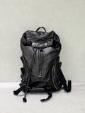 Distressed Vintage Leather Backpack | Unisex Full Grain Cowhide Rucksack | Multi-Zip Bag for Men and Women