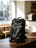 Distressed Vintage Leather Backpack | Unisex Full Grain Cowhide Rucksack | Multi-Zip Bag for Men and Women